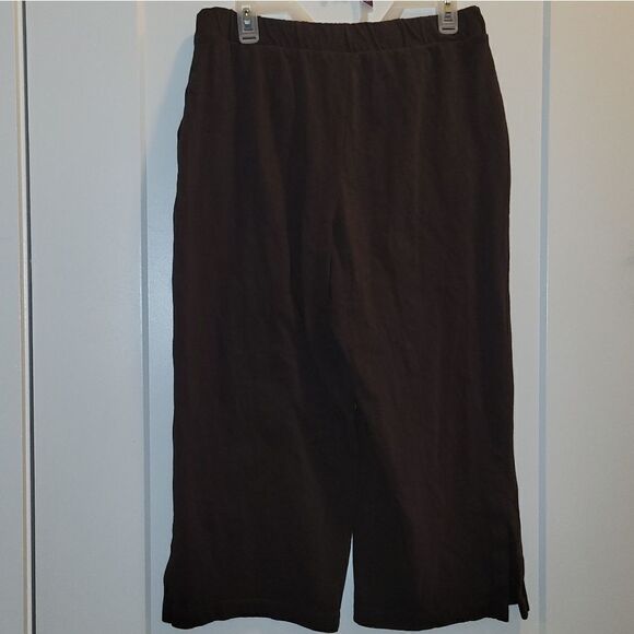 Pure J Jill Women's Brown  Cotton Linen Blend Wide Leg Crop Pants Size PM Petite - Picture 2 of 7